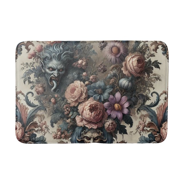 The Formal Fiends – Gothic Floral Design Bath Mat (Front)