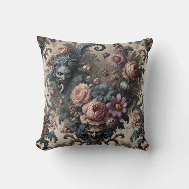 The Formal Fiends – Gothic Floral Design Cushion (Front)