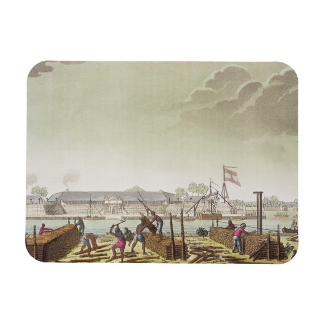 The Fort at Batavia with Native Loggers, plate 50 Magnet (Horizontal)