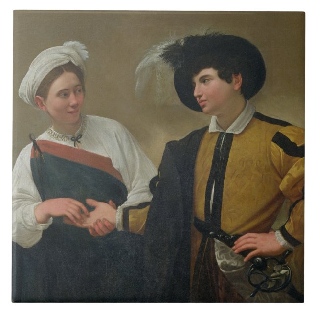 The Fortune Teller (La Buona Ventura), c.1594 Tile (Front)