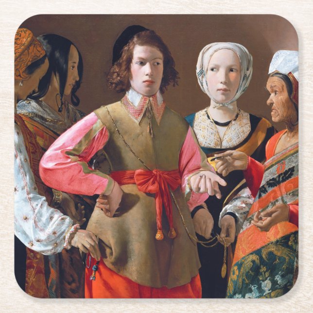 The Fortune Teller, La Tour Square Paper Coaster (Front)