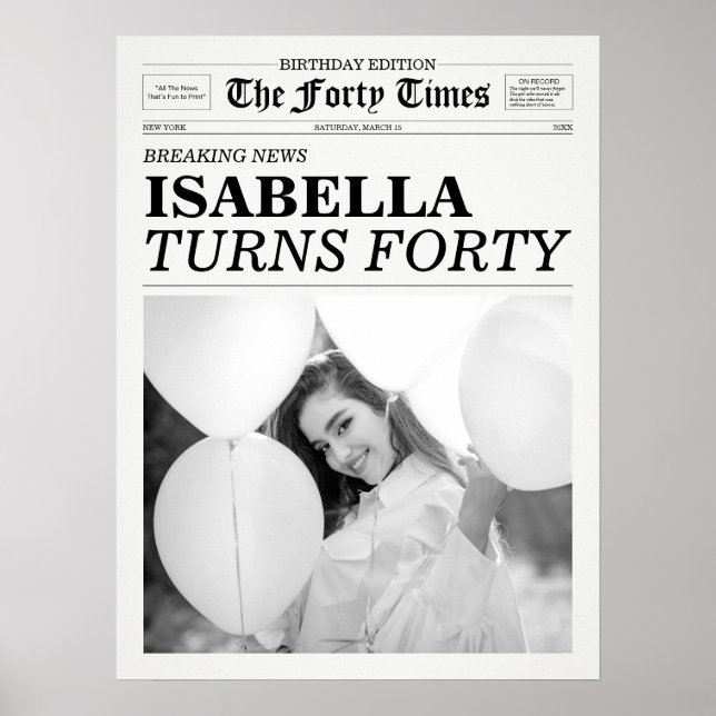 The Forty Times Newspaper 40th Birthday Poster (Front)