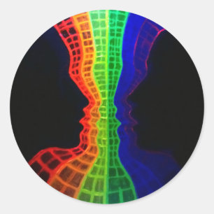 The fountain of love fluorescent colourful rainbow classic round sticker