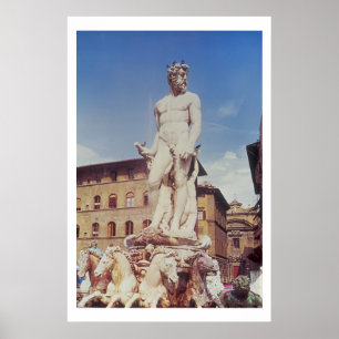 The Fountain of Neptune, detail of the figure of N Poster