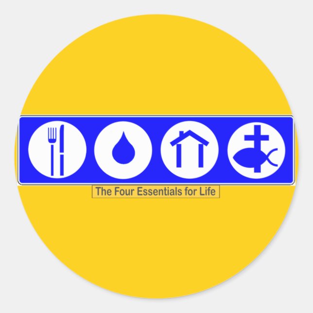 The Four Essentials for Life Classic Round Sticker (Front)
