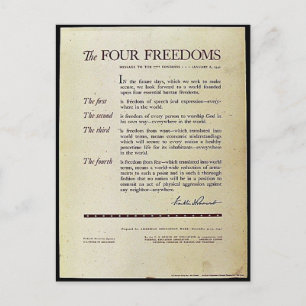 The Four Freedoms Postcard