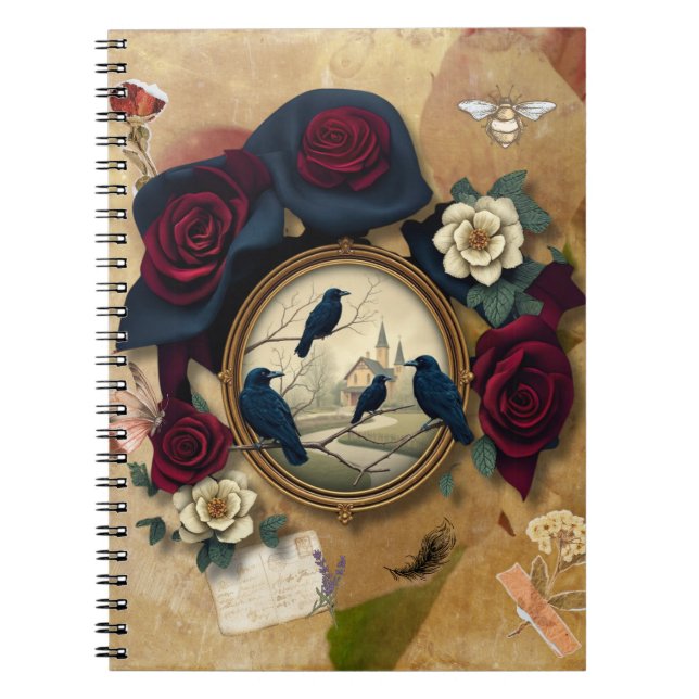 The Four Ravens With Red Roses Notebook (Front)