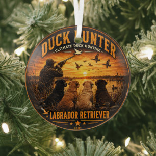 The Four Retrievers – Duck Hunting Glass Tree Decoration