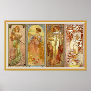 The Four Seasons Mucha Wall Art