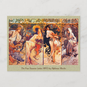 The Four Seasons (series 1897) by Alphonse Mucha Postcard