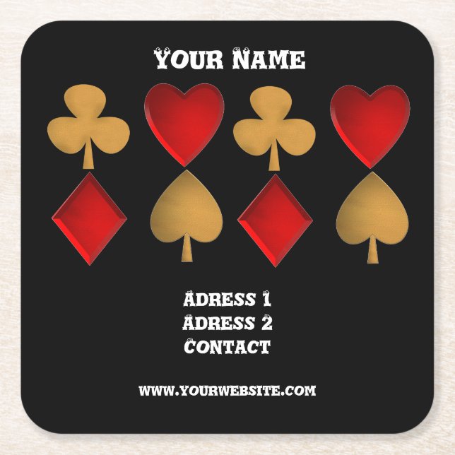 The four suits,Personalised Square Paper Coaster (Front)