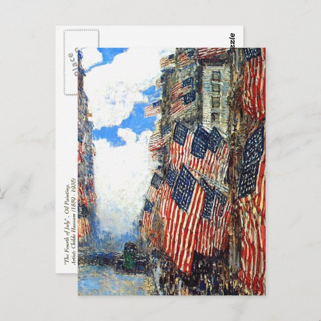 "The Fourth of July"  by Childe Hassam Postcard (Front/Back)