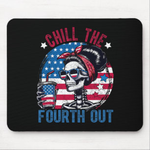 The Fourth Out Funny Skeleton 4th Of July Patrioti Mouse Pad