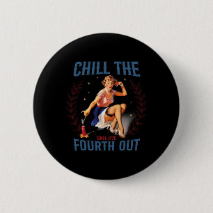The Fourth Out Retro 4th Of July  6 Cm Round Badge