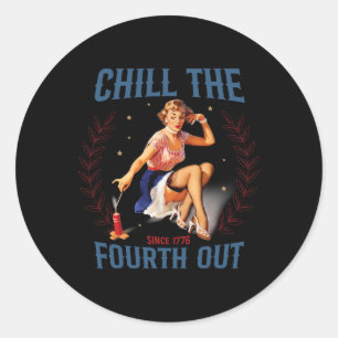 The Fourth Out Retro 4th Of July Classic Round Sticker