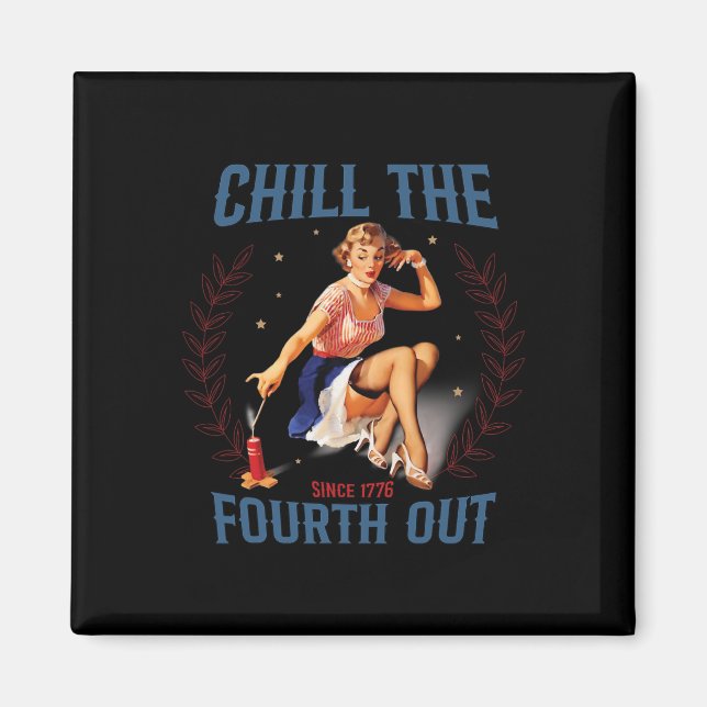 The Fourth Out Retro 4th Of July  Magnet (Front)