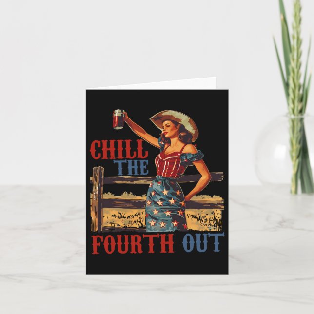 The Fourth Out Retro 4th Of July Patriotic Women 1 Card (Front)