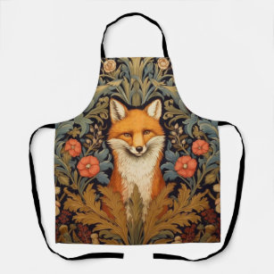 The fox and red flowers art nouveau style apron
