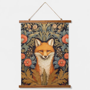 The fox and red flowers art nouveau style hanging tapestry