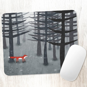The Fox and the Forest Ombré Landscape Painting Mouse Pad