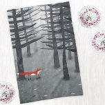 The Fox and the Forest Tea Towel<br><div class="desc">A lone wild red fox stands beneath the pine trees in a dark forest. For nature,  wildlife and animal lovers.</div>