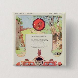 The fox and the grapes 15 cm square badge