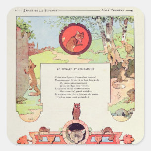 The fox and the grapes square sticker
