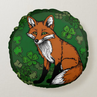 The Fox and The Shamrocks Round Cushion