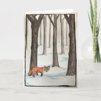 The Fox in the Snow Folded Greeting Card