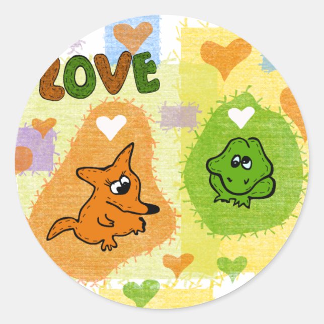 The fox love classic round sticker (Front)