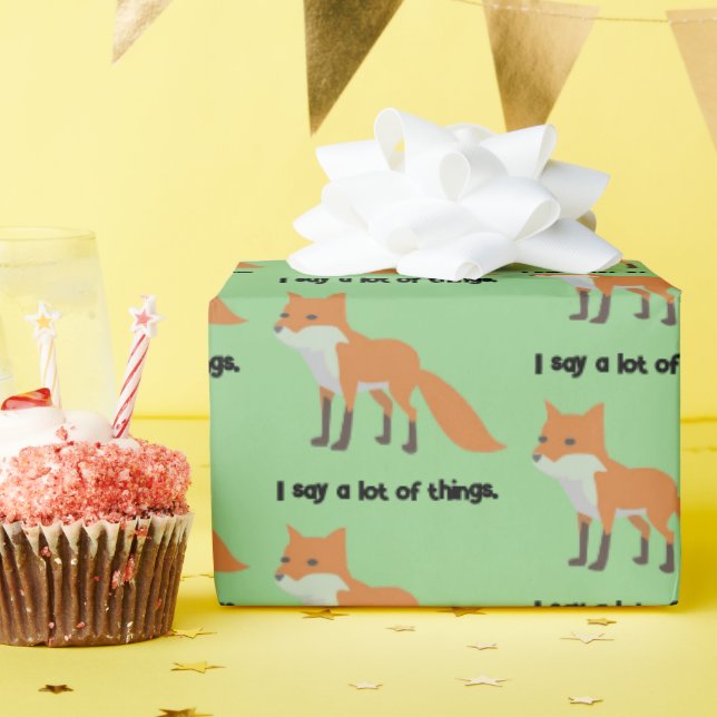 The Fox Says… Funny Internet Meme Cartoon Design Wrapping Paper (Birthday Party)