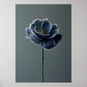 The Fragile Bloom of a Reconstructed Denim Flower Poster