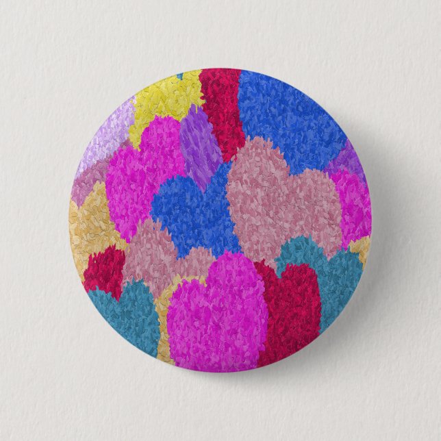 The Fragmented Hearts Abstract Painting 6 Cm Round Badge (Front)