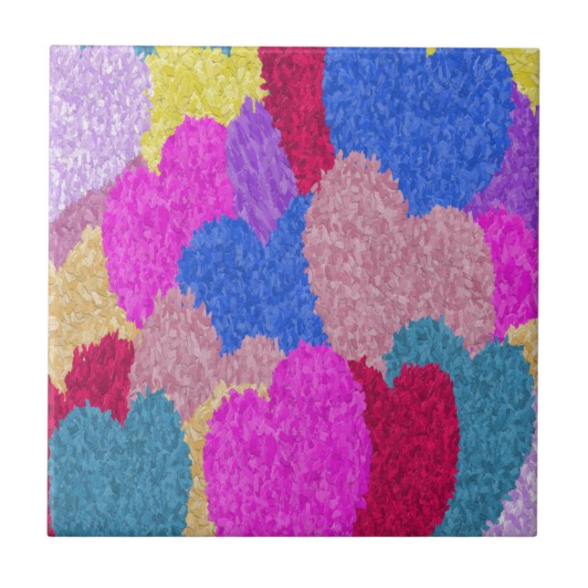 The Fragmented Hearts Abstract Painting Ceramic Tile (Front)