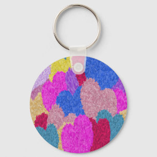 The Fragmented Hearts Abstract Painting Key Ring