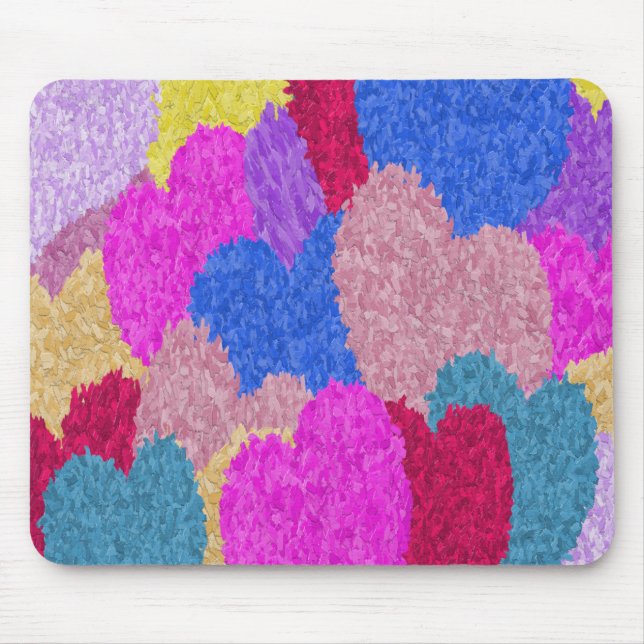 The Fragmented Hearts Abstract Painting Mouse Pad (Front)