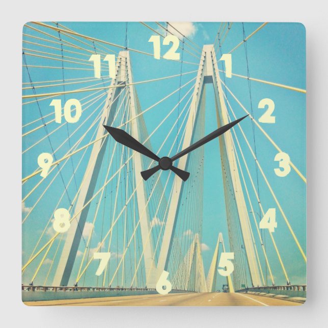 The Fred Hartman Bridge Square Wall Clock (Front)