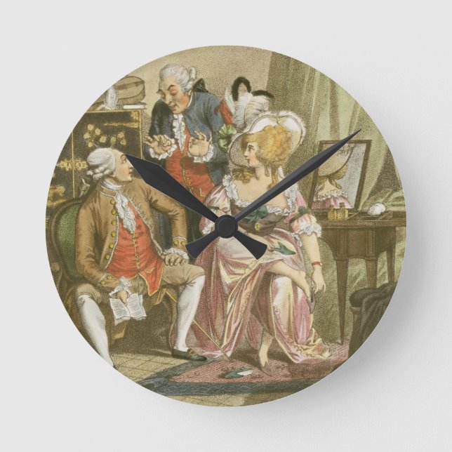 The French Dressing Room, engraved by P.W. Tomkins Round Clock (Front)