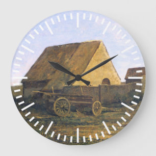 The French Farm by Charles-François Daubigny Large Clock