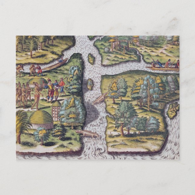 The French left at Fort Charles suffering Postcard (Front)