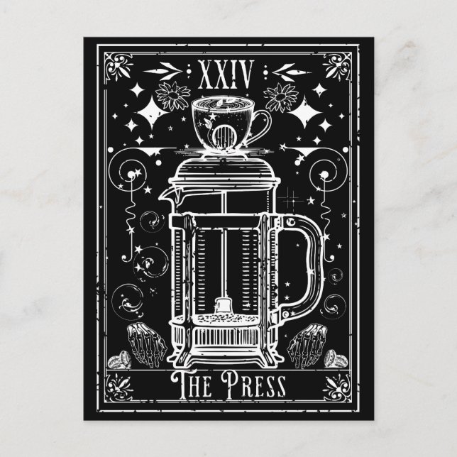 The French Press Coffee Tarot Card (Front)