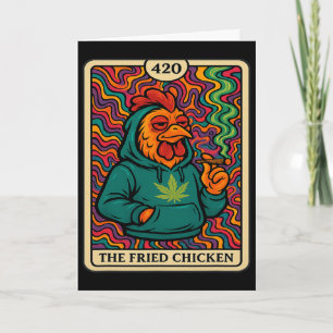 The Fried Chicken Funny Stoner Weed Smoking Graphi Card