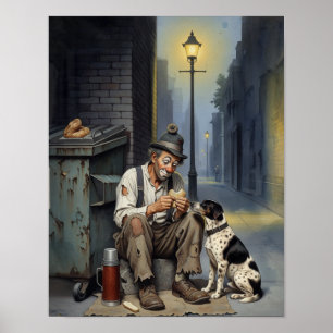 The Friend- Homeless Clown With Dog Poster