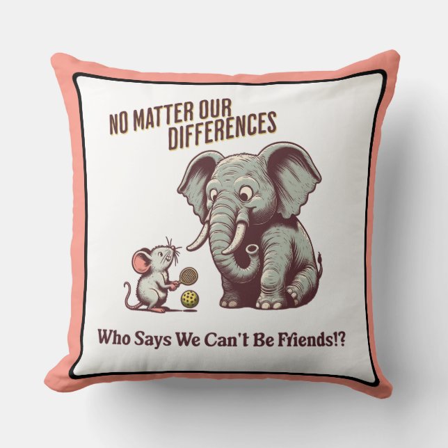 The Friendly Elephant and Mouse Cushion (Front)