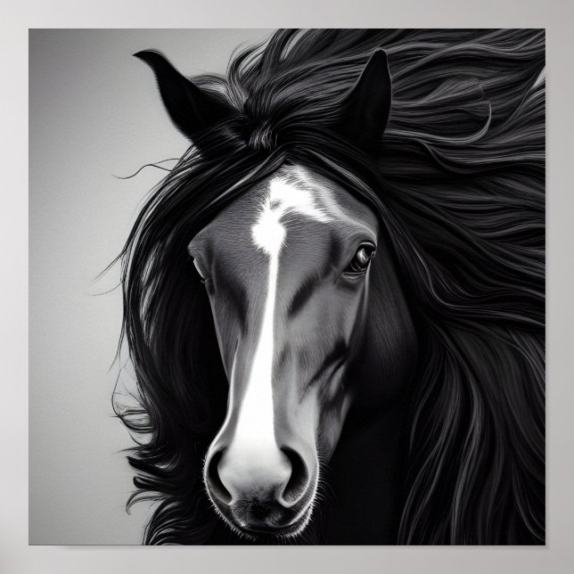 The Friesian Black & White Digital Portrait Print (Front)