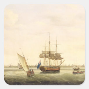 The Frigate 'Surprise' at Anchor off Great Yarmout Square Sticker