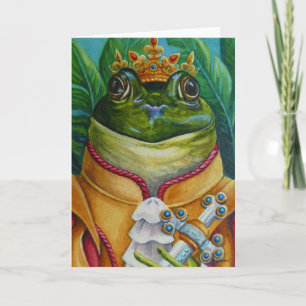 The Frog Prince with Crown & Sword Watercolor Art Card