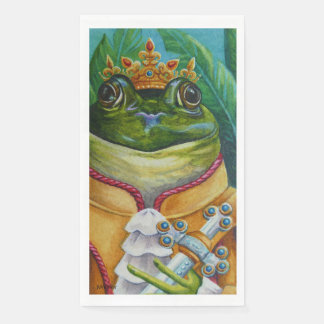 The Frog Prince with Crown & Sword Watercolor Art Napkin
