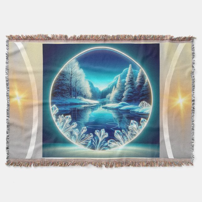 The Frozen Mirror" Throw Blanket (Front)
