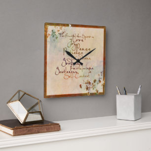 The Fruit of the Spirit Square Wall Clock